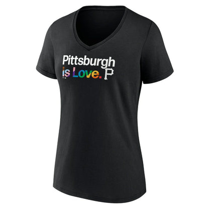 Pittsburgh Pirates Women's City Pride V-Neck T-Shirt - Black