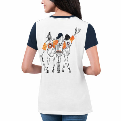 Houston Astros G-III 4Her by Carl Banks Women's Illustration Ringer T-Shirt - White