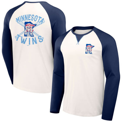 Minnesota Twins Darius Rucker Collection Team Color Raglan T-Shirt - White/Navy