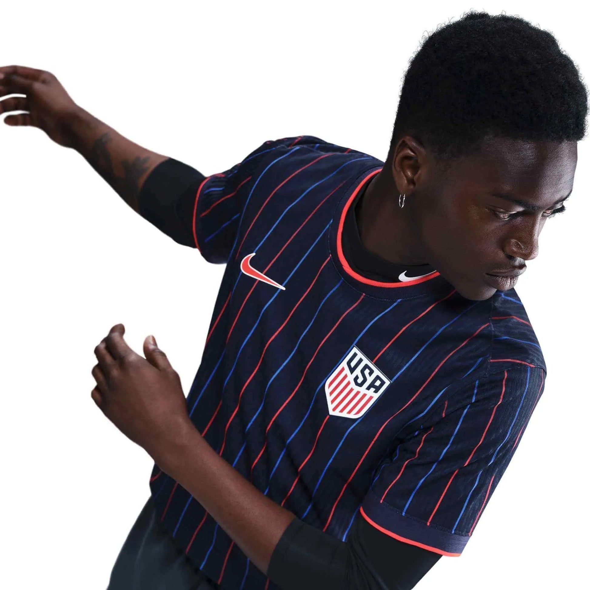 2025 USA Men's Authentic Away Soccer Jersey Obsidian/Challenge Red