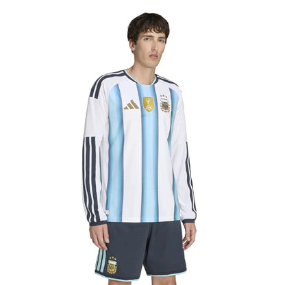 2026 Argentina Men's Authentic Home Long-Sleeve Soccer Jersey White / Icey Blue / Light Blue