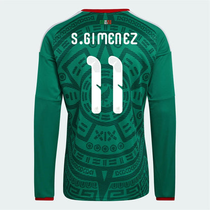 2026 Mexico Men's Stadium Home Long-Sleeve Soccer Jersey Bold Green