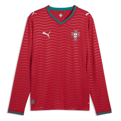 2026 Portugal Men's Stadium Home Long-Sleeve Soccer Jersey Club Red-Green Lagoon