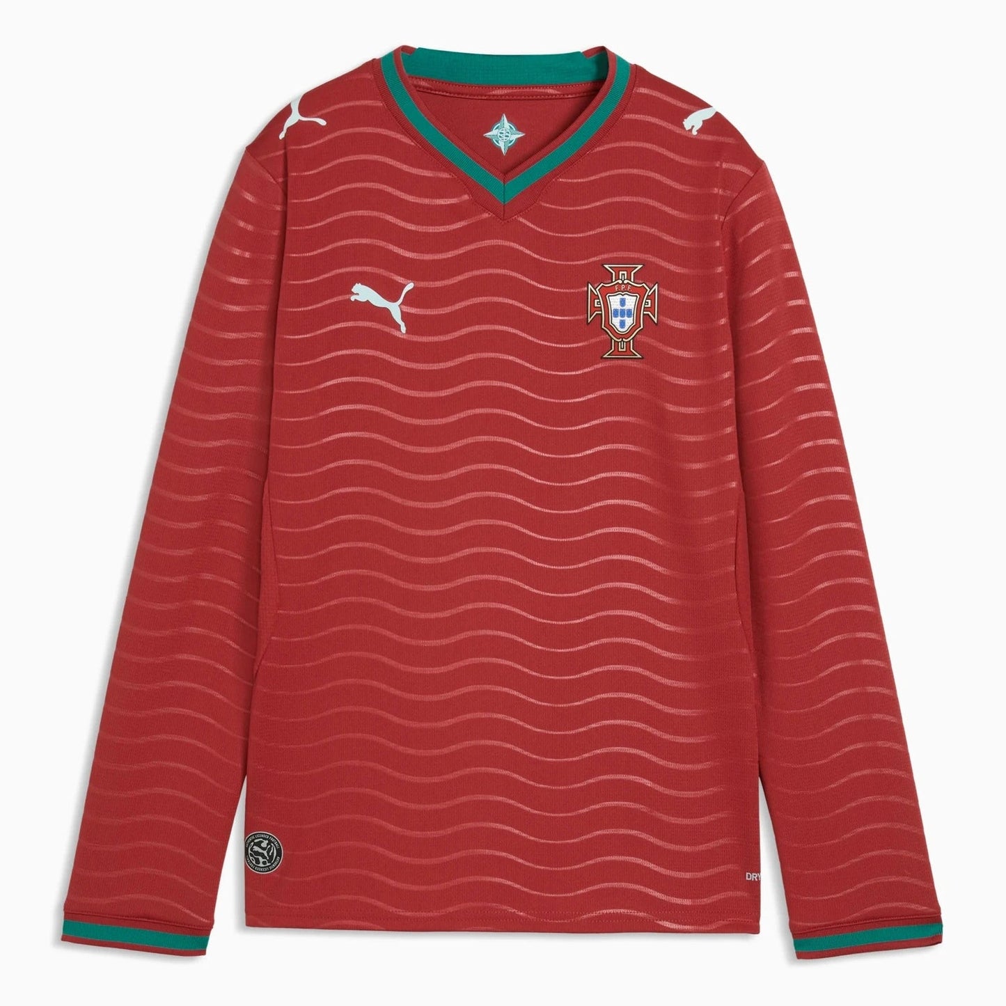 2026 Portugal Youth Stadium Home Long-Sleeve Jersey Club Red-Green Lagoon