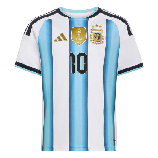 2026 Argentina Youth Stadium Home Messi #10 Soccer Jersey White / Icey Blue / Light Blue