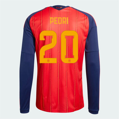 2026 Spain Men's Stadium Home Long-Sleeve Soccer Jersey Vivid Red