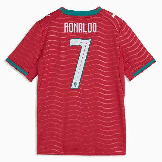 2026 Portugal Youth Stadium Home Ronaldo #7 Soccer Jersey Club Red-Green Lagoon