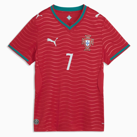 2026 Portugal Women's Stadium Home Ronaldo #7 Soccer Jersey Club Red-Green Lagoon