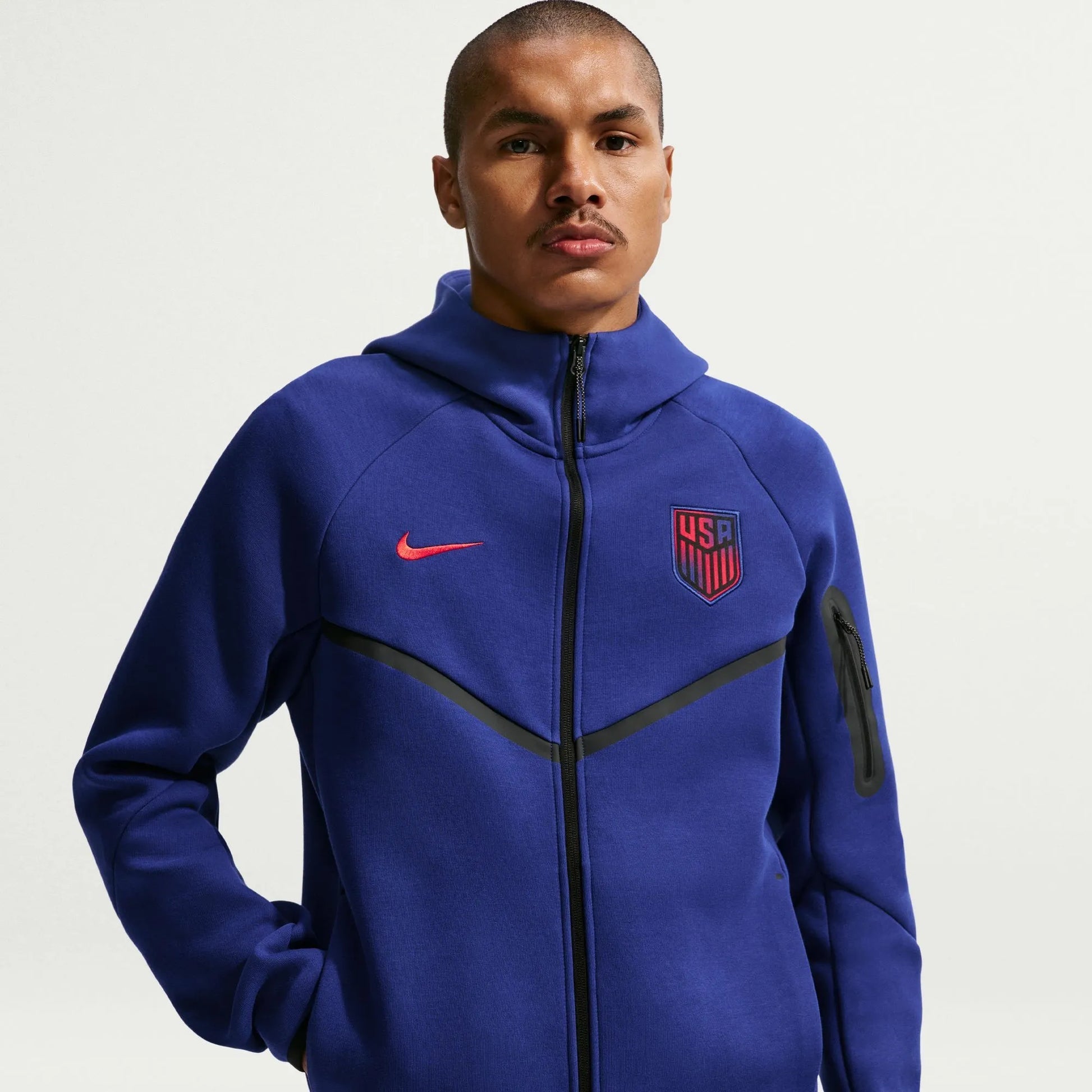 2026-27 USMNT Men's Full-Zip Tech Fleece Hoodie Deep Royal Blue/Challenge Red