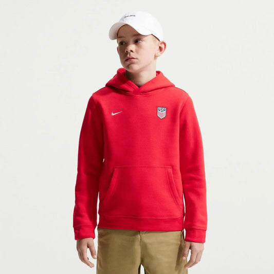 2026-27 USMNT Youth Club Pullover Hoodie University Red/Sail