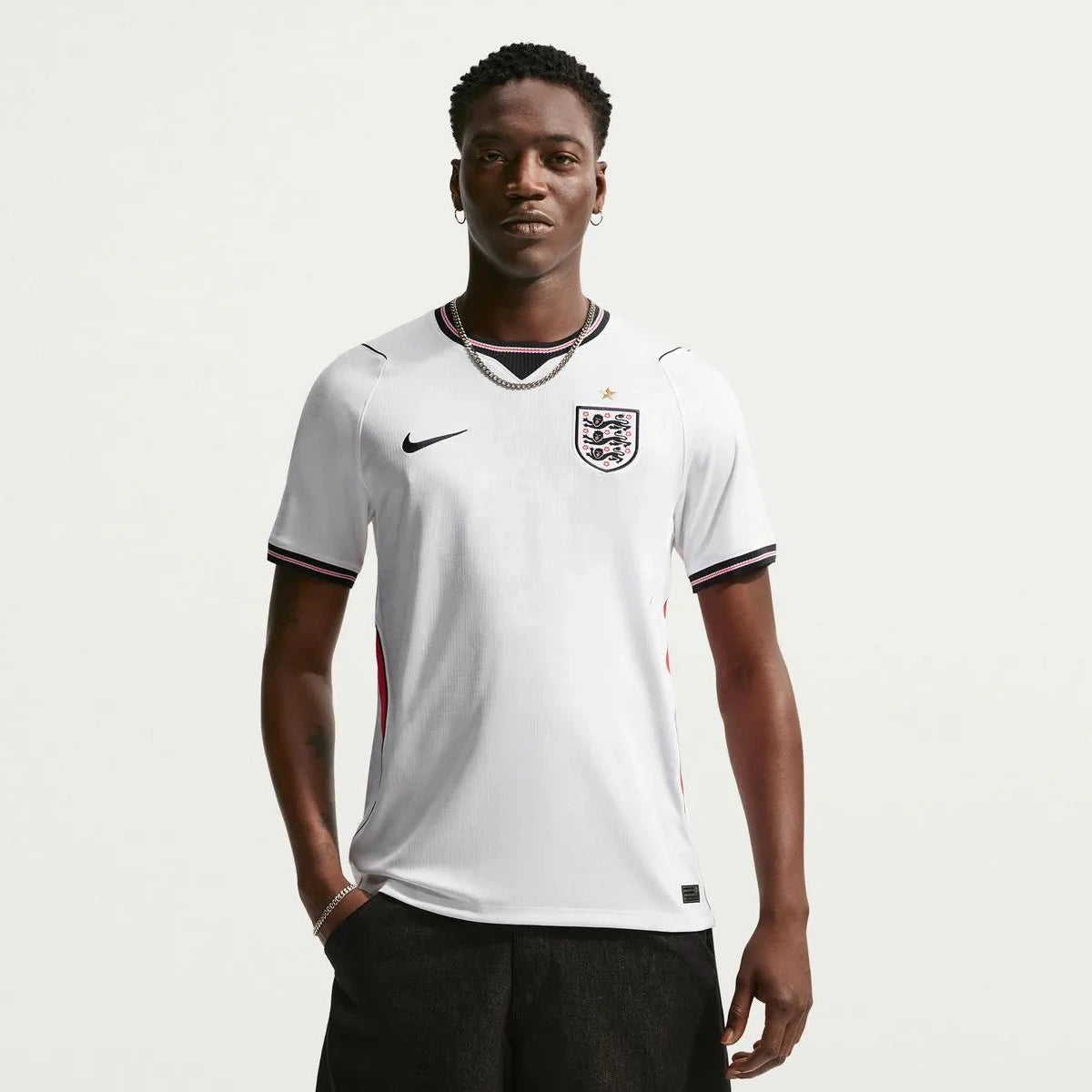 2026-27 England Men's Stadium Home Soccer Jersey White/Speed Red/Obsidian/Obsidian