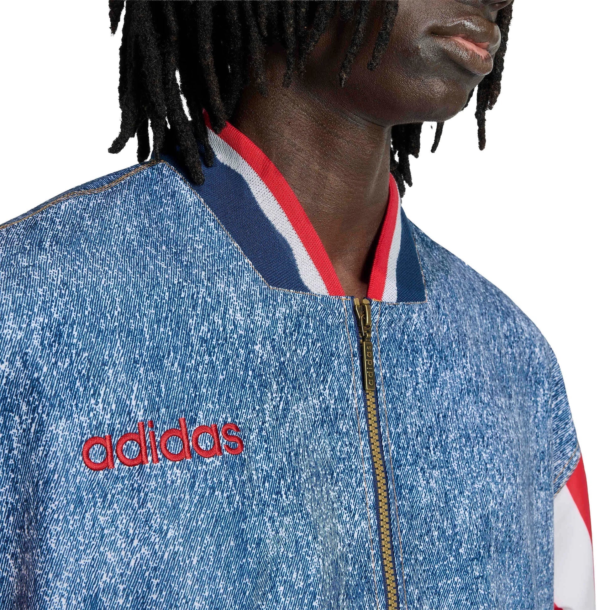 USA Men's Denim Graphic Track Top White / Dark Blue