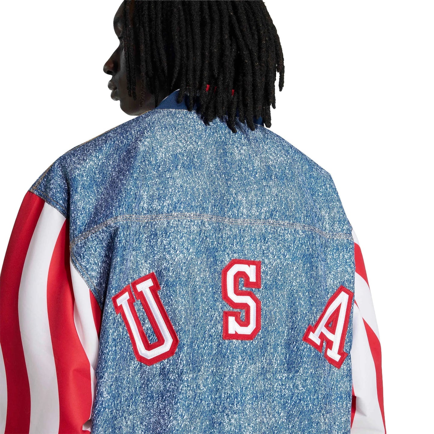 USA Men's Denim Graphic Track Top White / Dark Blue