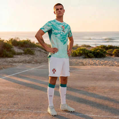2026-27 Portugal Men's Stadium Away Shorts Puma White-Green Lagoon