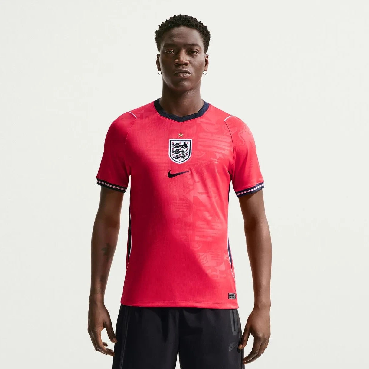 2026-27 England Men's Stadium Away Soccer Jersey Speed Red/Obsidian/White/Obsidian