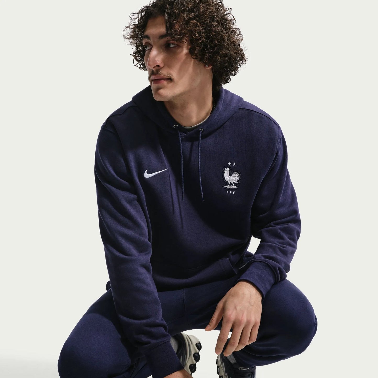 2026-27 France Men's Club French Terry Pullover Hoodie Blackened Blue/White