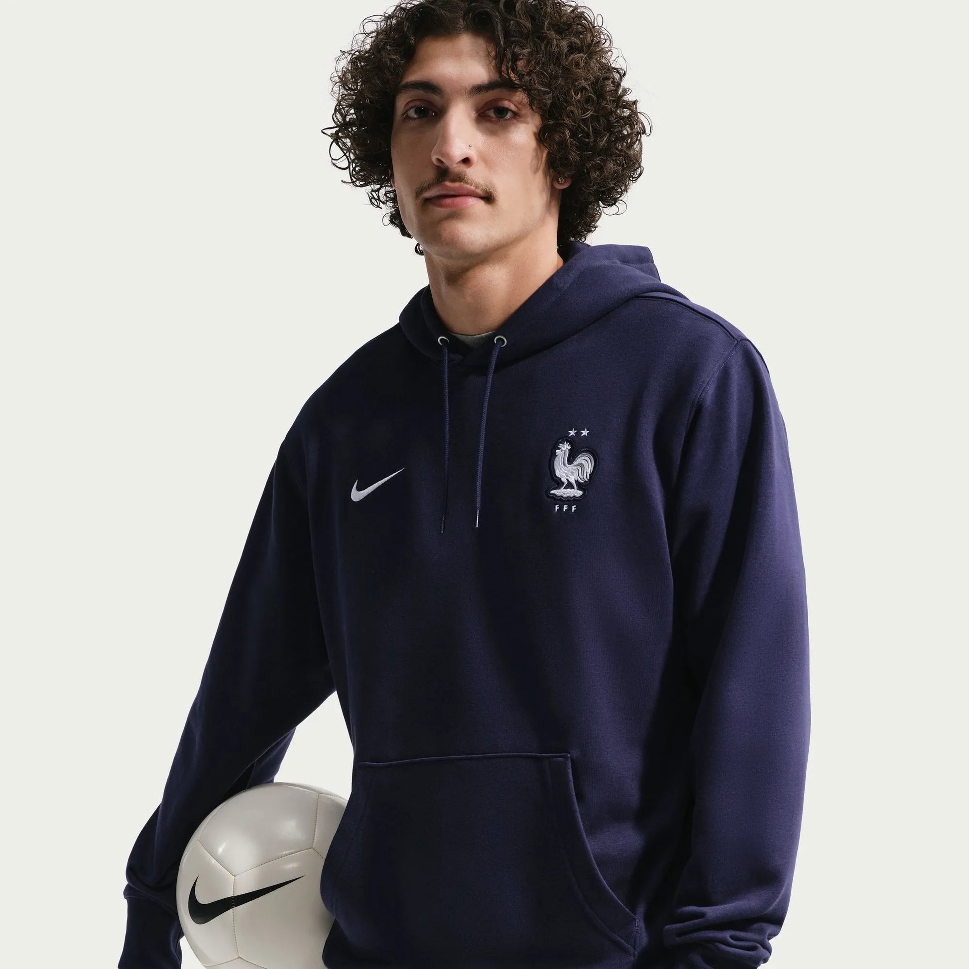 2026-27 France Men's Club French Terry Pullover Hoodie Blackened Blue/White