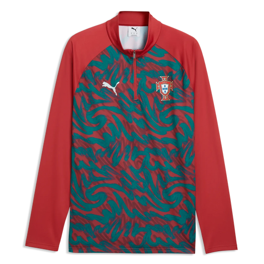 2026-27 Portugal Men's 1/4 Zip Pre-Match Top Club Red-Green Lagoon