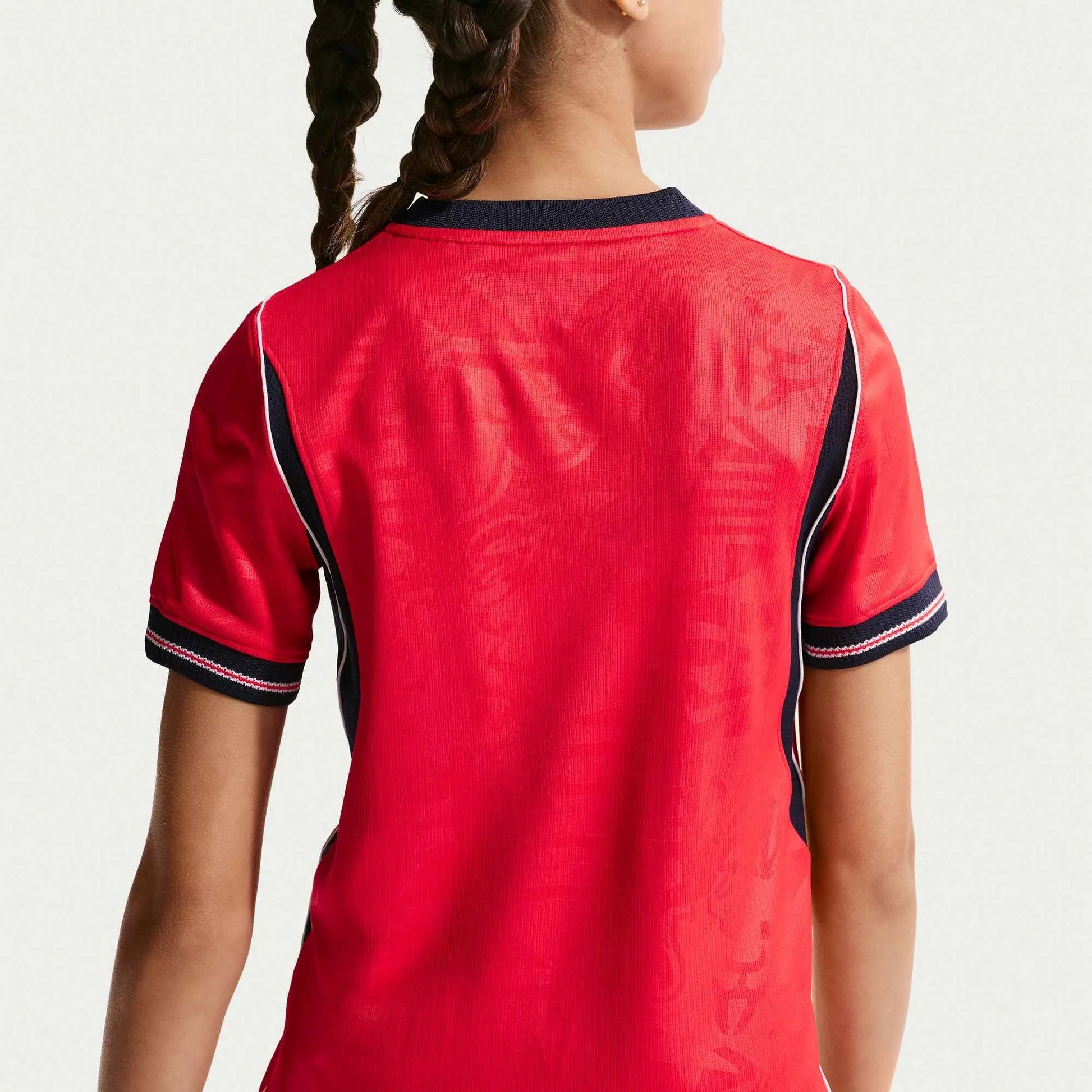 2026-27 England Youth Stadium Away Soccer Jersey Speed Red/Obsidian/White/Obsidian