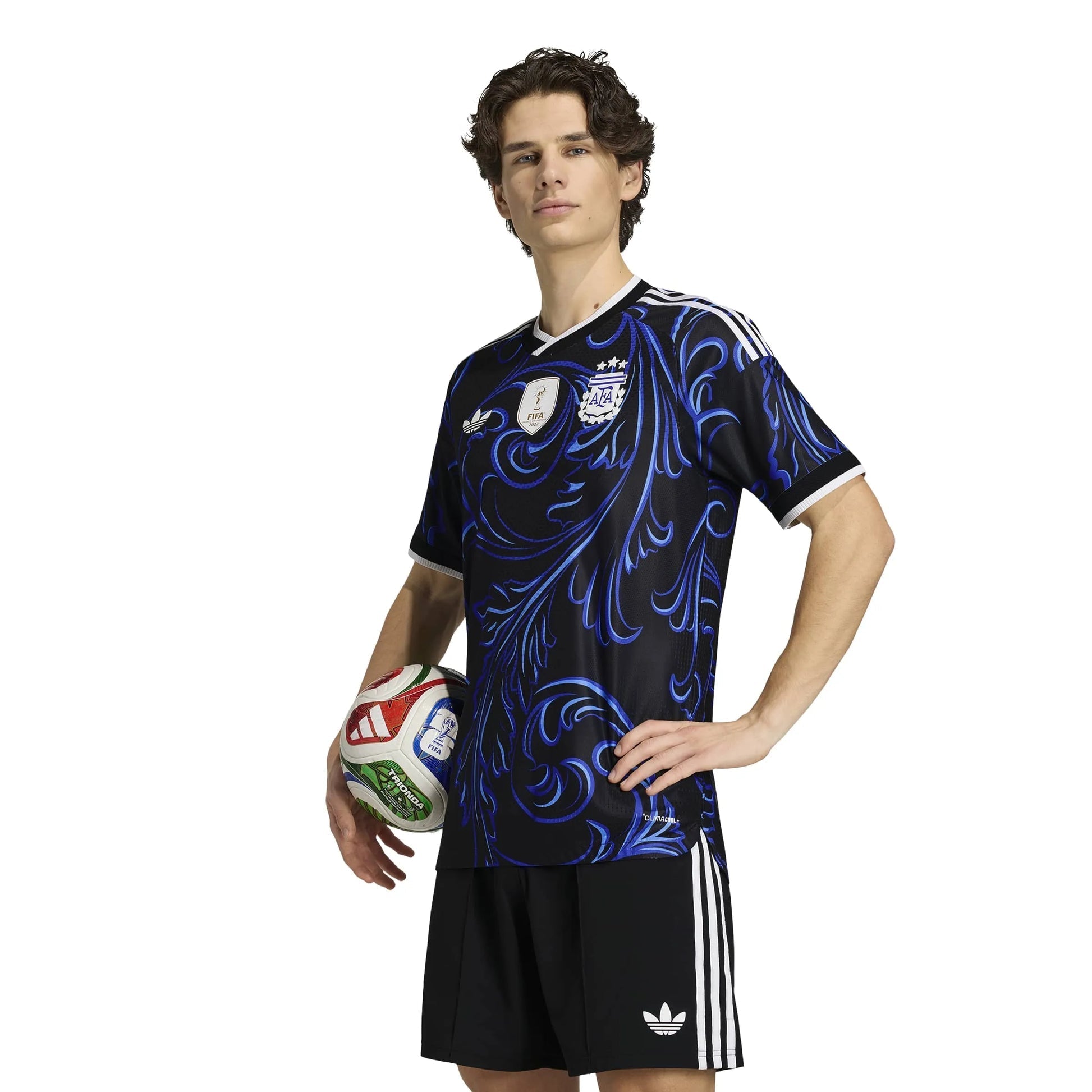 2026 Argentina Men's Authentic Away Soccer Jersey Black / Lucid Blue / Blue Burst