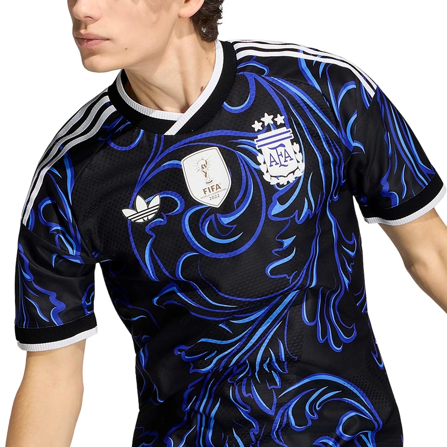 2026 Argentina Men's Authentic Away Soccer Jersey Black / Lucid Blue / Blue Burst